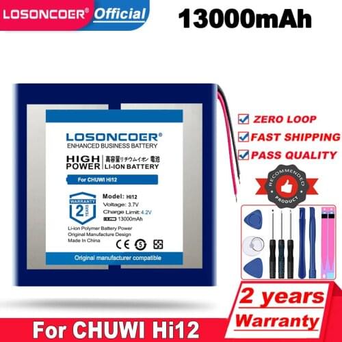 LOSONCOER Top Brand 100% New CWI527 CW1527 Battery 13000mAh Hi12 for CHUWI Hi12 Dual Sys Tablet PC Batteries