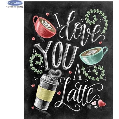 5D DIY Diamond Painting Coffee cup blackboard letters Diamond Painting Cross Stitch Diamond Mosaic Crystal Home Decorative