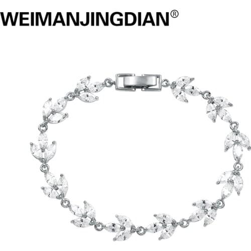 WEIMANJINGDIAN Yellow Gold / White Gold / Rose Gold Colors Marquise Cubic Zirconia Crystal Tennis Bracelets for Women or Wedding