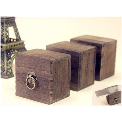 Wooden retro Organizer Jewelry box Handmade soap square pull wooden box For Decor Store Gift Jewelry Storage Box