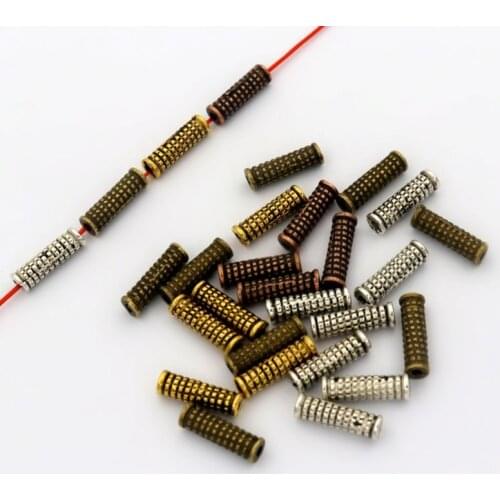 50PCS Mix Tibetan Silver Gold Bronze Long Metal Spacer Loose Bead For Jewelry Making Diy Bracelet Accessories Wholesale