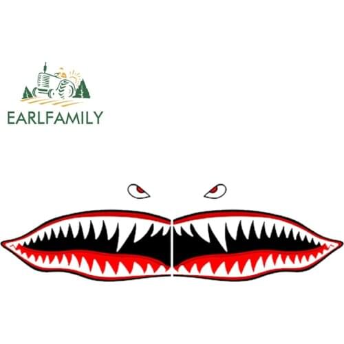 EARLFAMILY 12cm x 5cm Car Sticker Flying Tigers Shark Teeth Decal Sticker Waterproof Car Styling Window Bumper Trunk Decoration