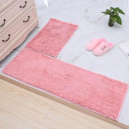 Flannel Fluffy Carpet Thicken Water Absorption Non-slip Oil-proof Kitchen Bathroom Rectangle Solid Door Ground Mat