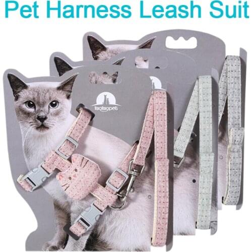 I-shaped Cat Harness Leash Set Adjustable Dot Soft Fashion Pet Walking Rope Anti-break Away Dog Harnesses Cat Leashes Accessory