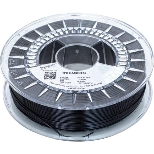 INNOVATEFIL TPU HARDNESS +, 1.75mm, TRUE BLACK, 750g filament for Smart Materials 3D printing