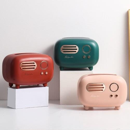 Retro Radio Model Tissue Box Desktop Paper Holder Vintage Dispenser Storage Napkin Case Organizer Ornament Craft Home Storage