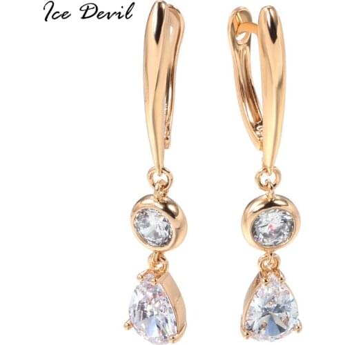 KQ097 Street Snap-Style Elegant Luxury Creative Copper 4A Zircon Water Droplet Earrings Gift Party WOMENS Jewelry Earrings