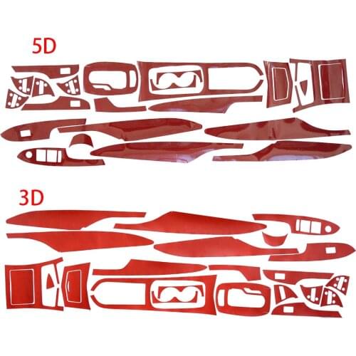Red Carbon Fiber Style 21pcs Interior Door Instrument Console Decoration Cover Trim Sticker Kit Fit For Cadillac ATS-L 2014-2018