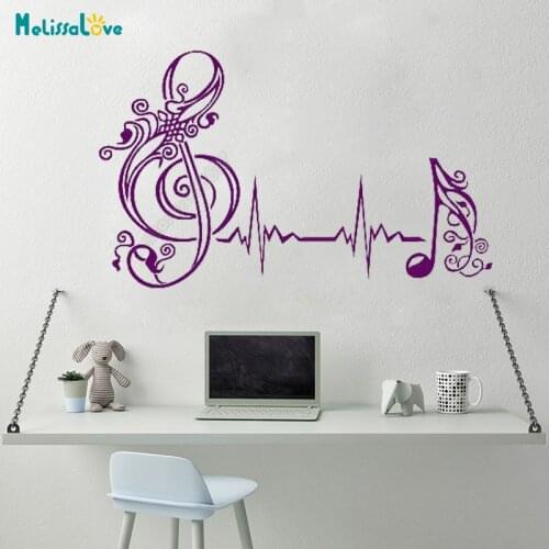 Creative Design Heartbeat Music Note Pulse Music Enthusiast Decal Bedroom Home Window Decor Removable Vinyl Wall Stickers B603