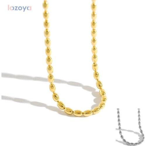 LOZOYA 925 Sterling Silver Gold Beads Luxury Jewelry For Choker Necklace Luxury High Price Quality Women European Fashion