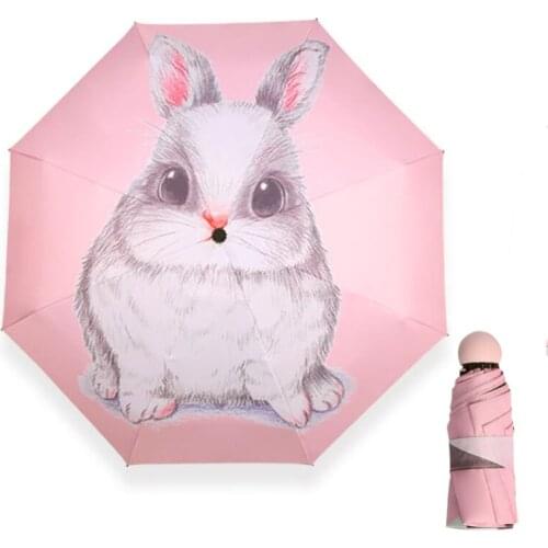 Mini Sun Umbrella rain Women Cat Black Coating Sunscreen Brand Pocket 5 Folding Umbrellas kids Guarda Chuva Fashion Paraguas