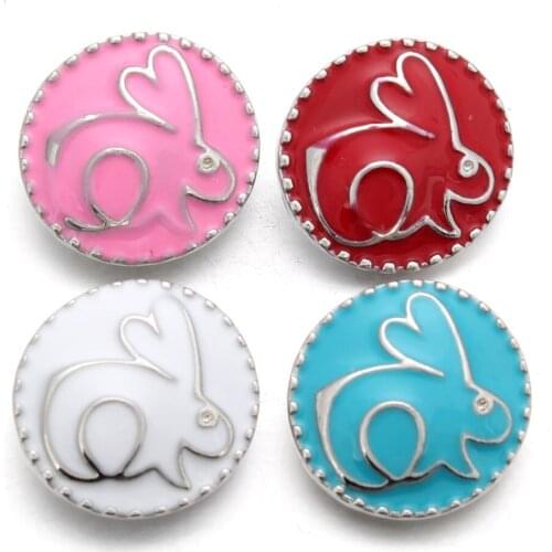 10pcs/lot Fashion Snap Jewelry Buttons Rabbit Painting Snap Buttons Fit 18mm Snap Bracelets Women Alloy Button DIY Jewelry