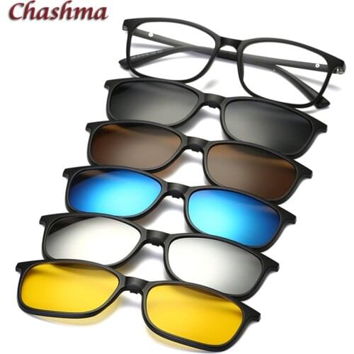 Chashma Brand 5 Clips Sunglasses Male Glasses Frame Polarized Sun Glasses Frames Black Frame Eyeglasses Female Magnet Clips