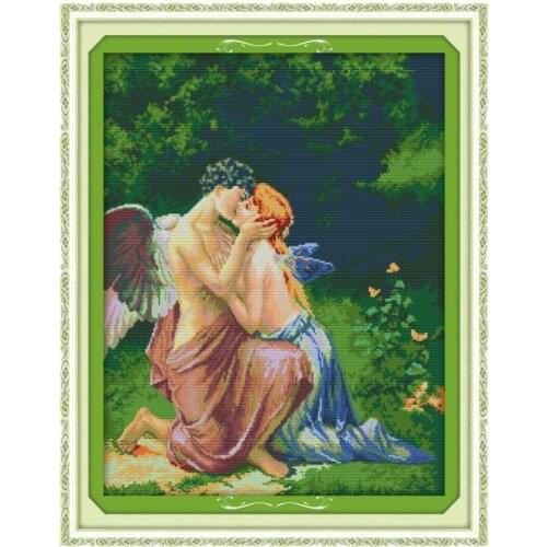 A Kissing of Angels cross stitch kit people 18ct 14ct 11ct count print canvas stitches embroidery DIY handmade needlework