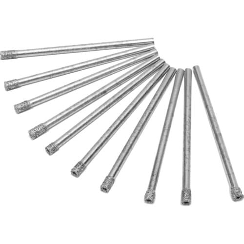XNEMON 50pcs 3mm 1/8" Diamond Coated Drill Bit Set Hole Saw Core Drills For Glass Marble Tile 50mm Length