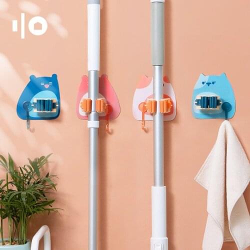 Can be wall-mounted without perforation mop holder bubble bear mop hanging clip wall hooks Kitchen rack Efficient organization