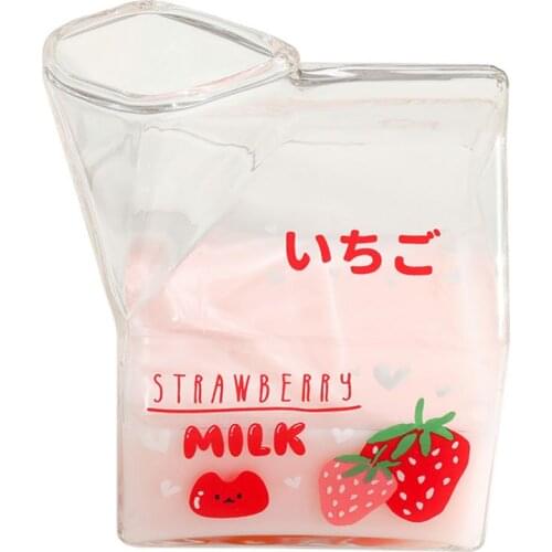 380ml Novelty Half Pint Creamer Milk Cute Carton Glass Cup Juice Cup Coffee Glass Unique Design Pure Handmade Crafts