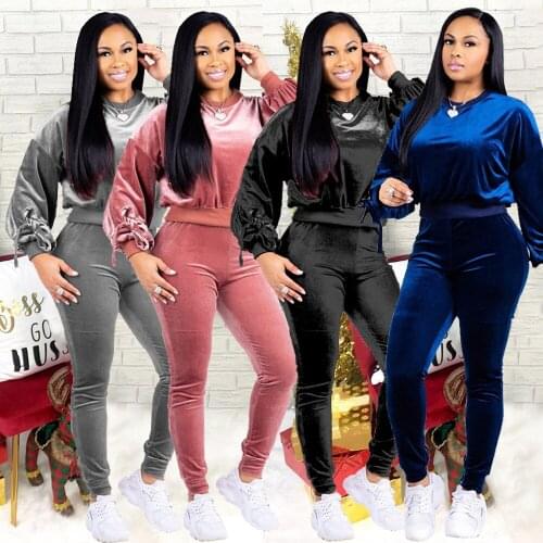 Autumn Velour Tracksuit Womens Velvet Set Woman Tracksuit Sets Winter Velvet Suit Two Piece Set Women 2 Piece Outfits 2021 NEW