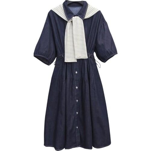 Oversized Elegant Pastel Slim Waist Vestidos Summer New Style Jeans Trendy Ukraine Casual Harajuku Party Plus Size Dress Women