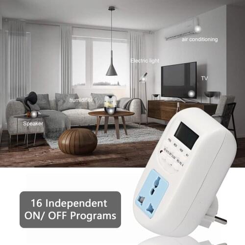 Plug-in Digital Timer Switch Weekly Programmable Electrical Timer Outlet 16 Independent ON/ OFF Programs for Home Office Lights