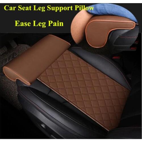 Automobile Seat Leg Care Pillow General Car Seat Thigh Support Extension Leather Pad Ease Leg Pain Foam Cushion Brown Black
