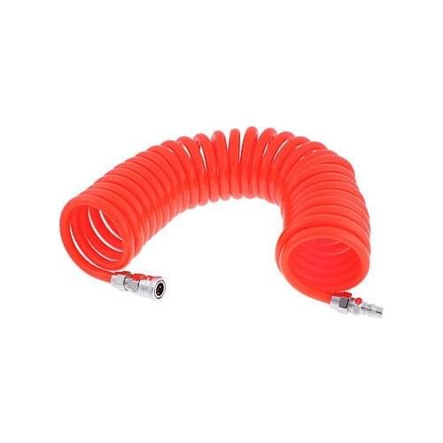 9 Meters Length 12mm x 8mm Polyurethane Coiled Air Hose Tube Orange