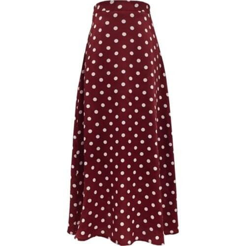 Plus size 4XL! Women High Waist Polka Dots Skirt Elegant Midi Length summer Chiffon Skirt a-line