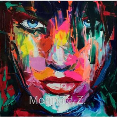 Hand Painted Francoise Nielly Cool Face Palette Knife Painting Portrait Face Abstract Oil Painting Impasto Figure On Canvas