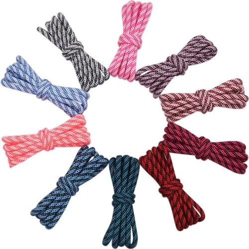 Coolstring 5MM Round Cords Spiral Plaid Polyester Shoelaces For Adult&Kid Men Women Sneaker Outdoor Sports Easy Ropes