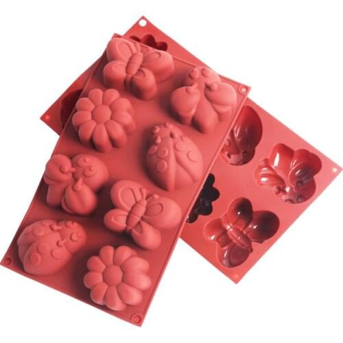 Flower Silicone Soap Mold Insect Shape 8-Cavity Handmade Candy Chocolate Mould Cake Decoration Tools