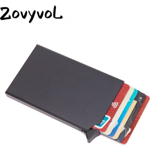ZOVYVOL RFID Anti-theft Smart Wallet Thin ID Card Case Unisex Automatically Solid Metal Bank Credit Card Holder Business Mini