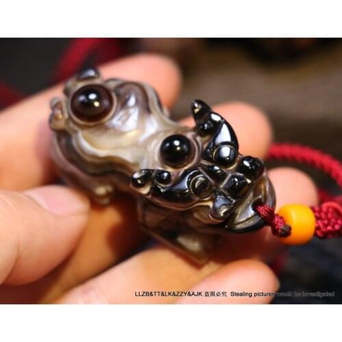 Treasure Unique Ultra Energy Tibetan Natural Old agate Heaven Eye Wealth God PiXiu Pendant Totem Timestown UPD22