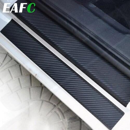 Universal Car Door Sill Guard Sticker Film 4pcs Anti Scratch Carbon Scuff Pedal Guards Cover Door Sill Plate Fiber Sticker