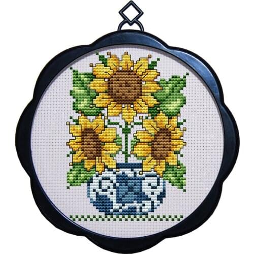 Everlasting Love Sunflower Potted Chinese Cross Stitch Kits Ecological Cotton Stamped 11CT DIY Gift Wedding Decoration For Home