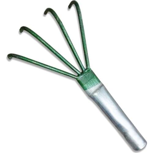 1Pcs Agricultural Carbon Steel Four-toothed Tines Rake Small Handle Peanut Lawn Leaf Tweezers Garden Tools