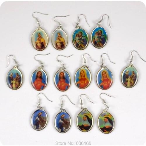 10 pairs Virgin Mary Holy Family Drop Earrings Fashion Catholic Religious Jewelry