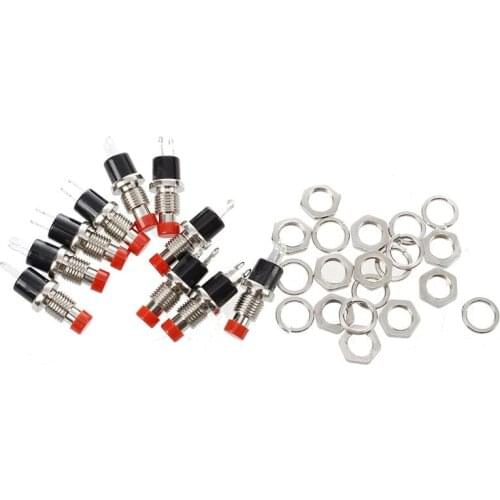 10Pcs Red Cap SPST Momentary Mini Pushbutton Switch DC 50V 0.3A