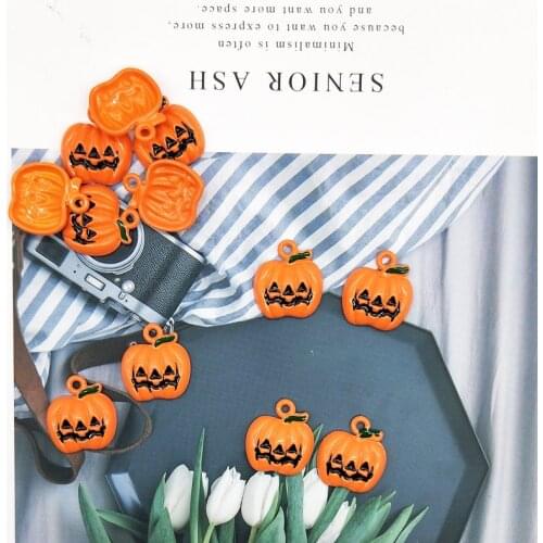 10pcs Halloween Series Charms Enamel Pendant Grimace Pumpkin Metal Charms Pendants Earrings Ornaments Floating DIY Jewelry YZ611