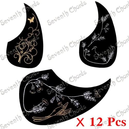 12 Pcs Small Comma shape Hummingbird Flower Pickguard Pick Guard Anti-scratch Plate for 38 " 39 " Folk Acoustic Guitar