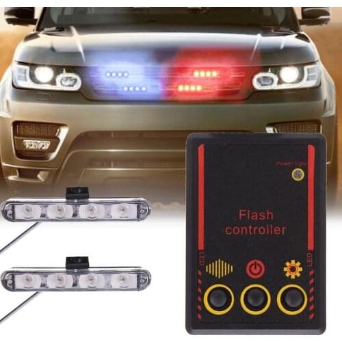 12V Automobiles 2x4 Led Strobe Warning Police Light Car Truck Flashing Firemen Ambulance Emergency Flasher DRL Day Running Light