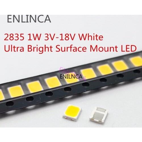 1500pcs SMD LED 2835 Chips 1W 3V Warm White Cold White