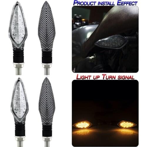 2/4Pcs 12V Universal Flashing Motorcycle 16 LED Turn Signal Lights Waterproof Led Indicator Light Amber Blinker Lamp M10 Bolt