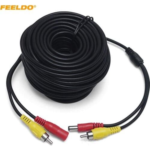 20Meters 65FT Car 2in 1RCA VideoDC Power Cable Video AV Vehicle Extension Cable