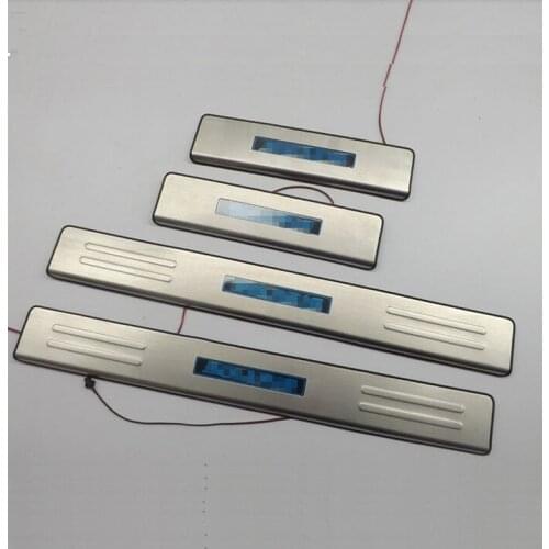 For Hyundai Solaris 2012-2014 2016 Automobile Door Sill With Led Strip Welcome Pedal Car Styling Stickers Accessories 4 Pcs
