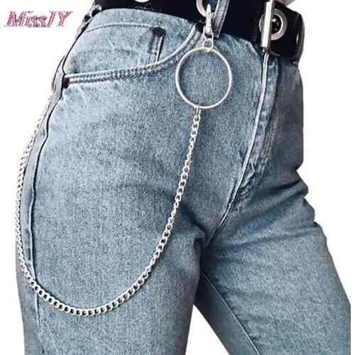 60CM Rock Punk Long Metal Wallet Belt Chain Trousers Hipster Pant Jean Keychain Ring Clip Keyring HipHop Jewelry