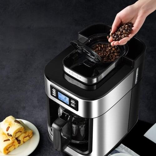 American Espresso Coffee Maker Machine Coffee Tea Milk Home Automatic 1000W LED-display Bean Grinder Fresh Grinding