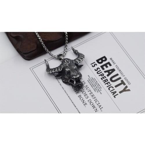 Antique Viking OX HEAD Necklace Bull Gothic Jewelry