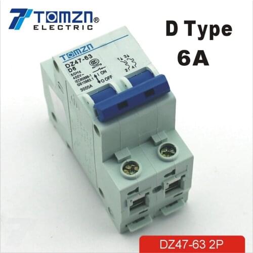 2P 6A D type 240V/415V 50HZ/60HZ Circuit breaker MCB safety breaker