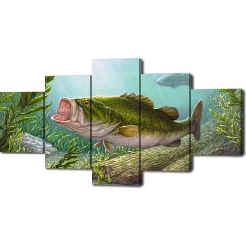 Bass Fish Canvas Painting Wall Art Print Poster Picture Decorative Painting Living Room Home Decoration