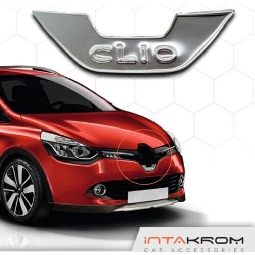 Free Shipping 1 Piece High Quality New Style Bright Silver Chrome Car Front Grille Emblem Frame For Renault Clio IV 2012 - 2015